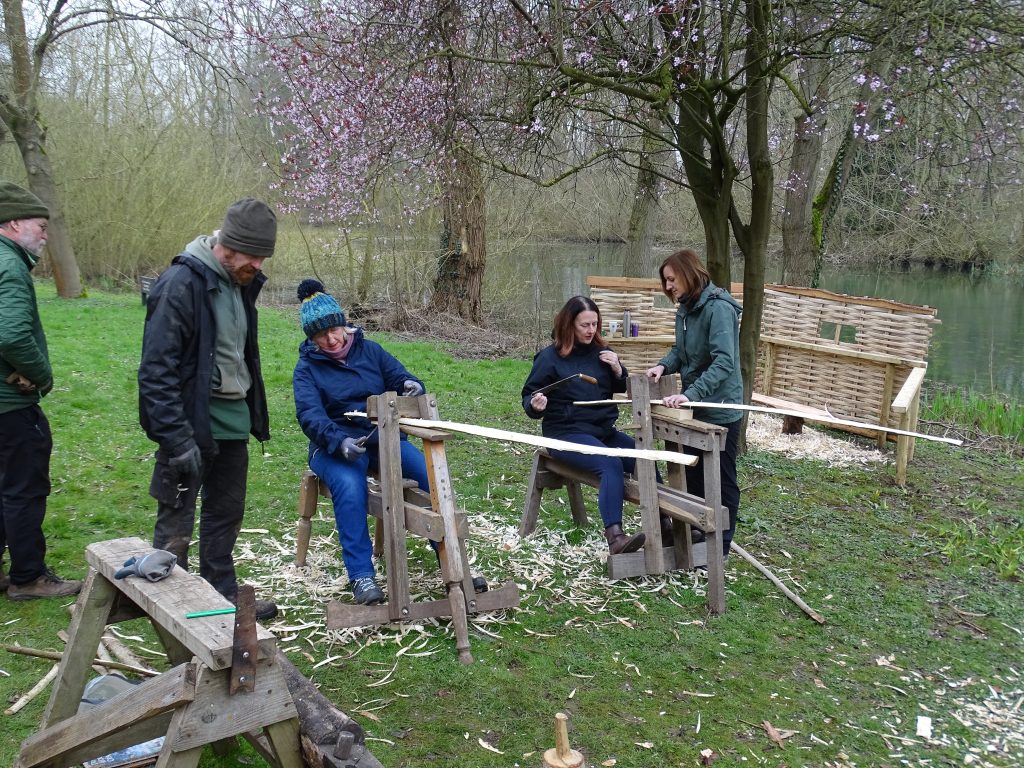 Staff taking part in the woodworking workshop
